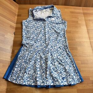 Turtles and Tees girls' sleeveless performance dress, golf, tennis, Riviera Blue